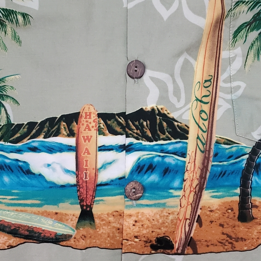 Hawaiian Surf Board Button-Up Shirt XL Vintage 90s Y2k - Picture 4 of 9